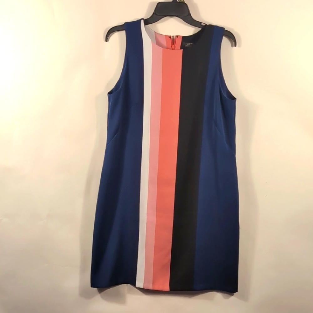 Ann taylor Navy With Colorful Striped Sleeveless Dress size 12P
